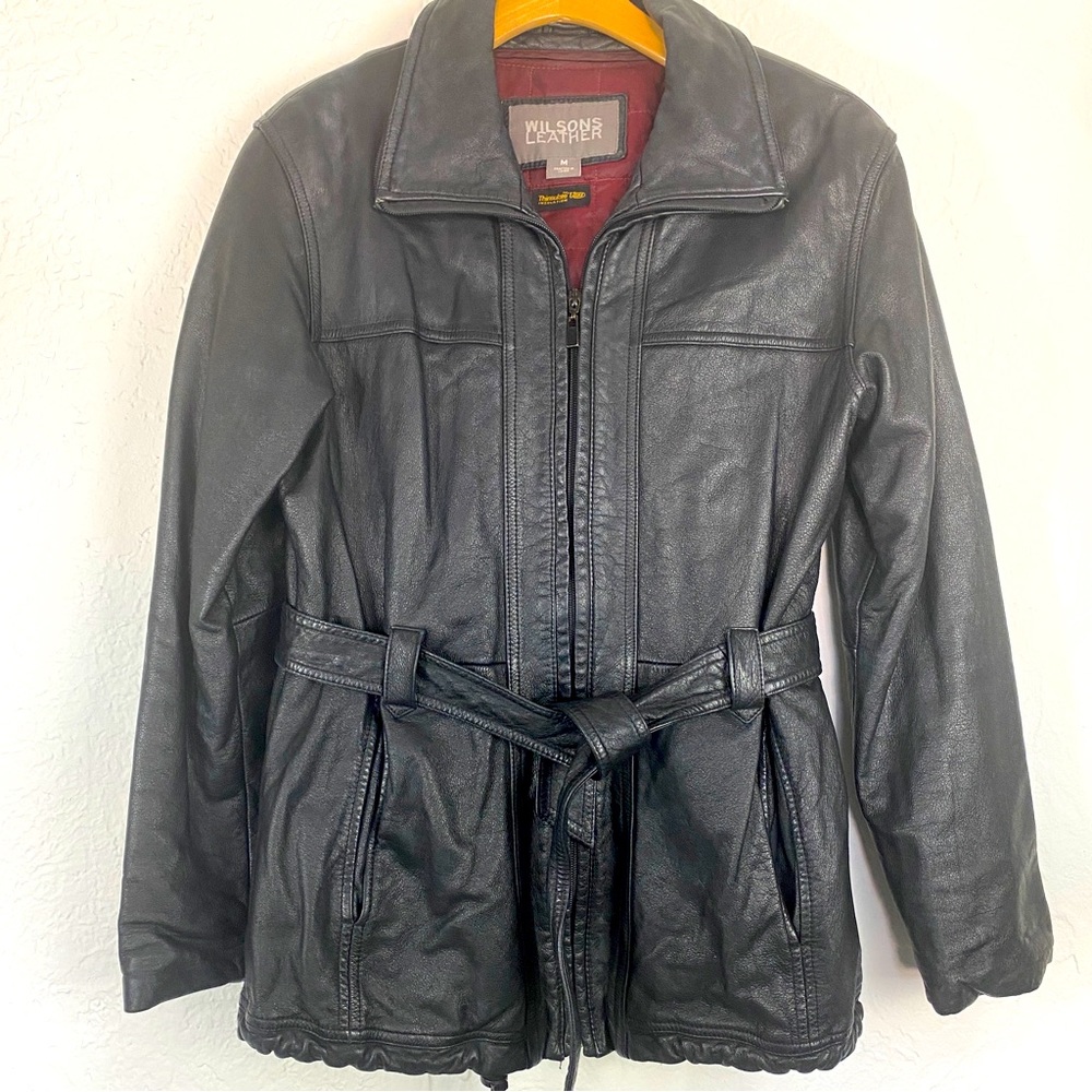 Vintage Black Wilson Leather Thinsulate Liner Zip-up Leather Dress Jacket